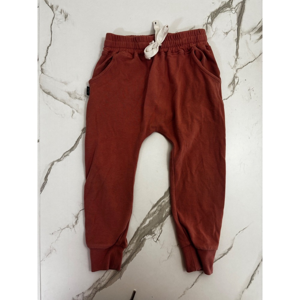 Olive + Scout Kids Harem Jogger Pants Rust Terracotta Drawstring Size 4T